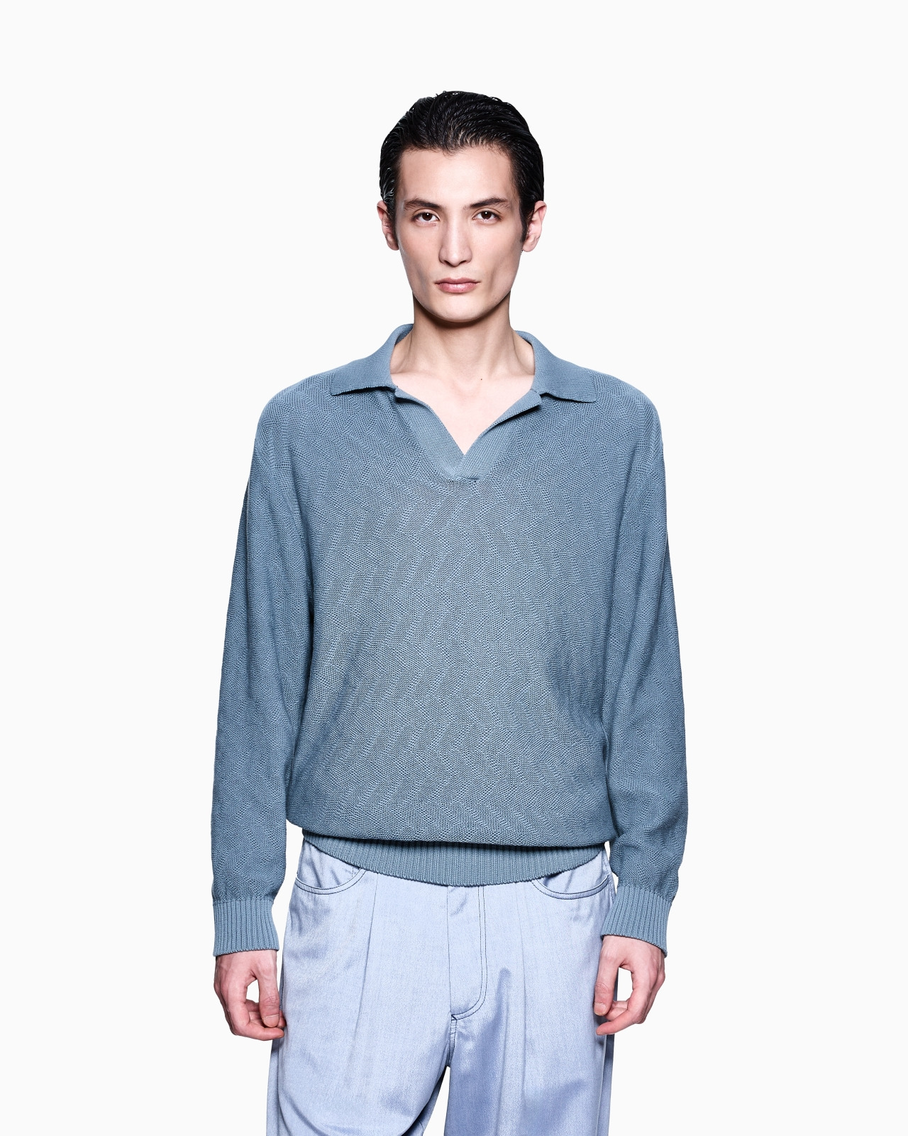 COTTON JACQUARD KNITTED POLO SHIRT - 4