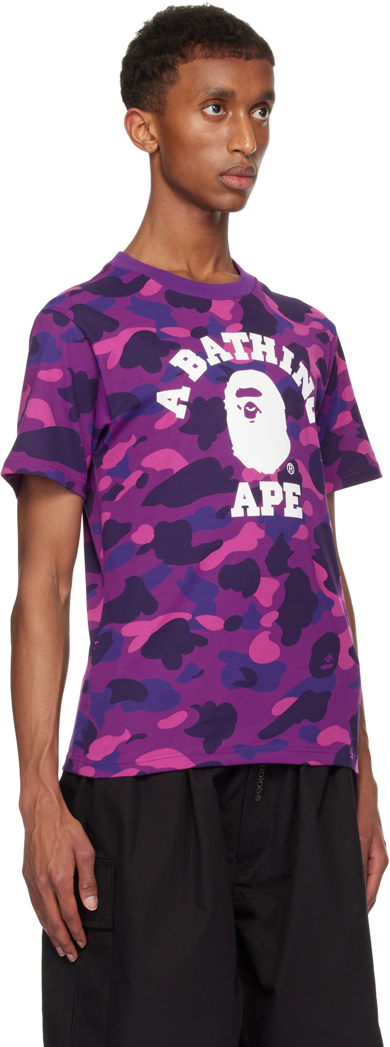 A BATHING APE® Purple Color Camo College T-shirt outlook