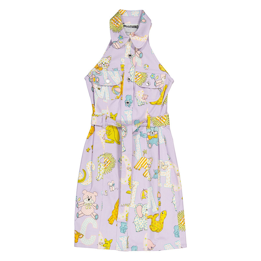 Moschino Ladies Purple All Over Logo Circus Print Dress - 2