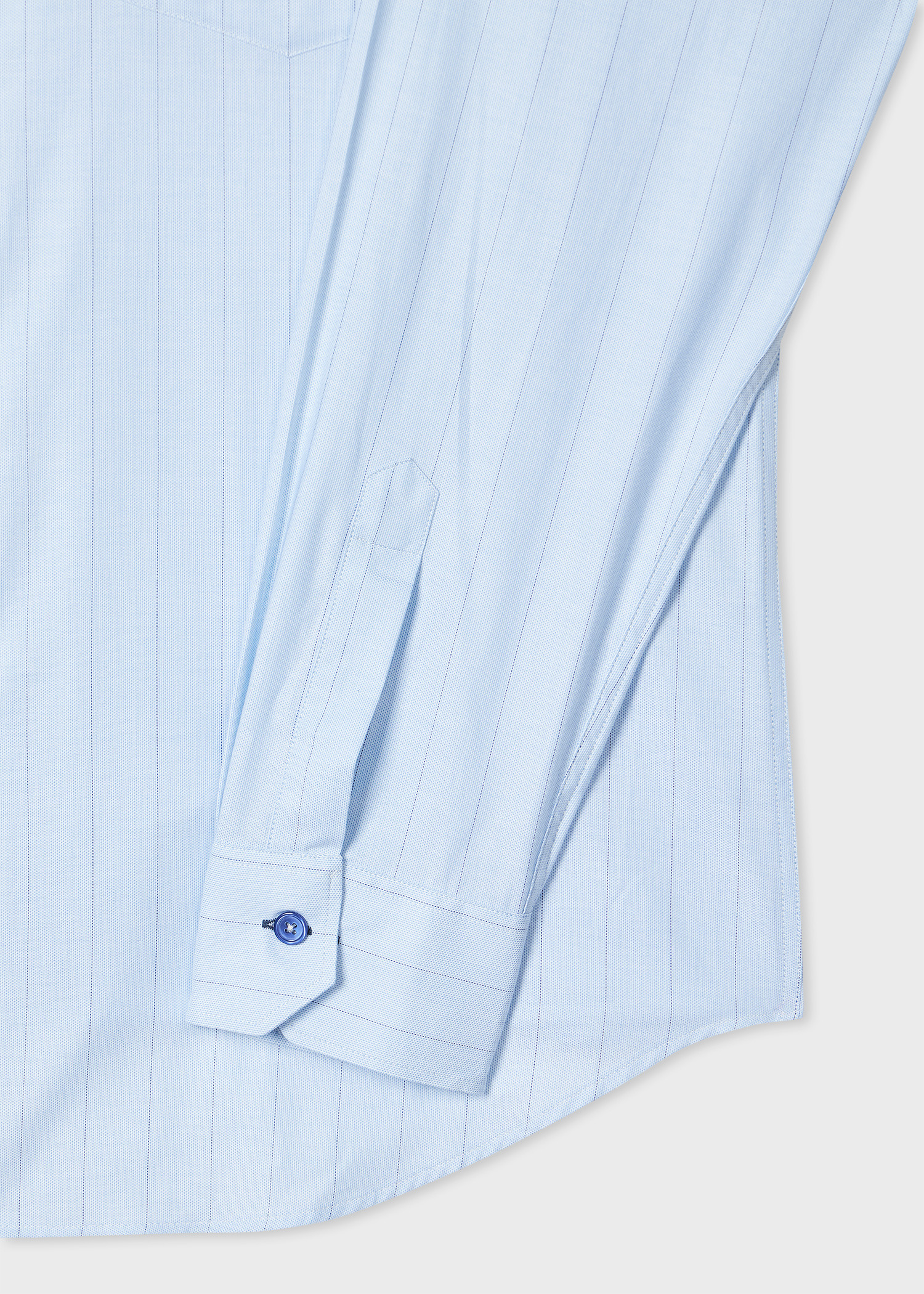 Modern-Fit Light Blue Fine Stripe Cotton Shirt - 2