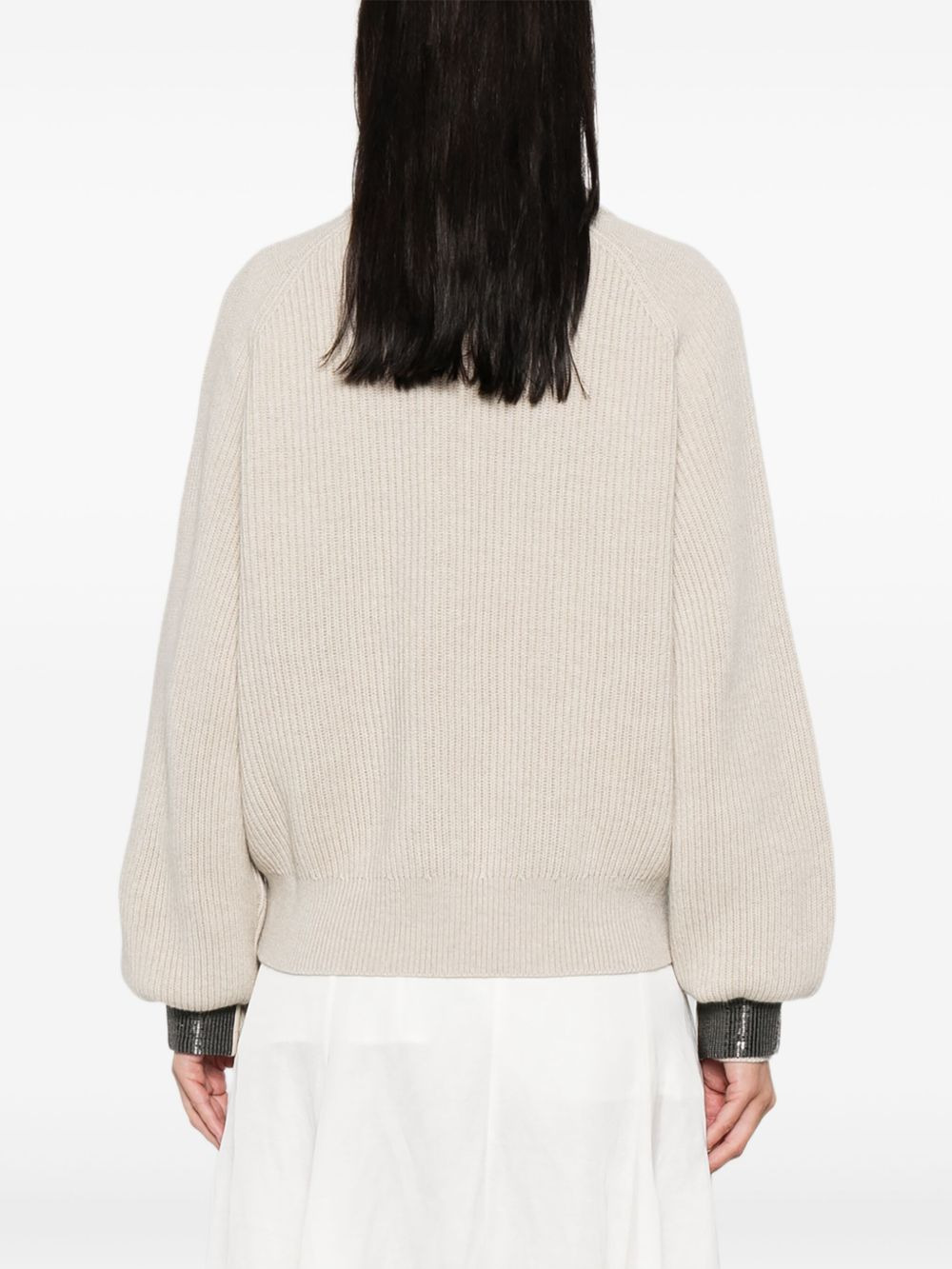 ribbed embellished-cuff sweater - 4