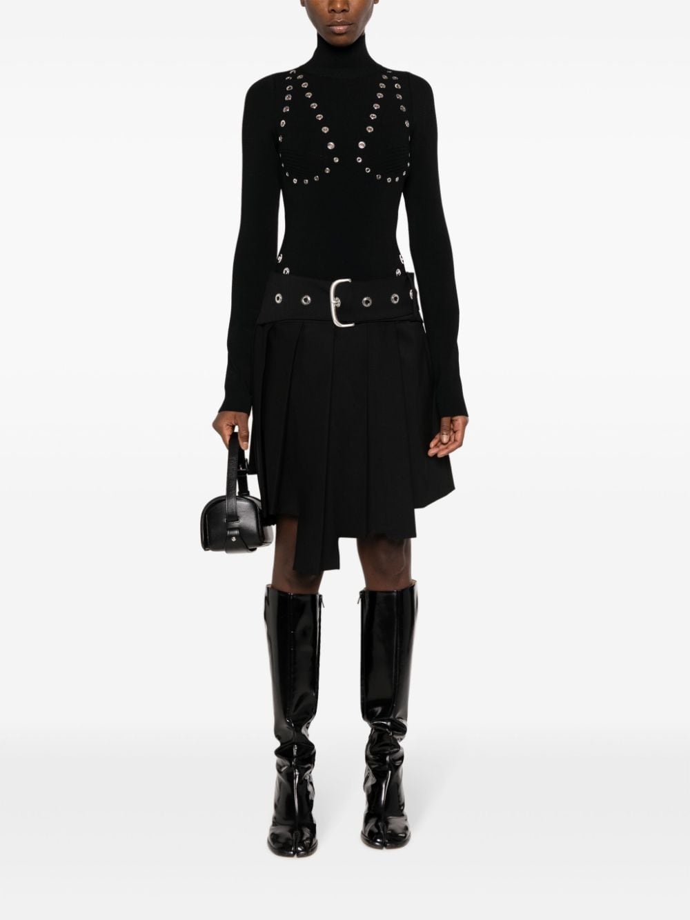 eyelet-embellished knitted top - 2