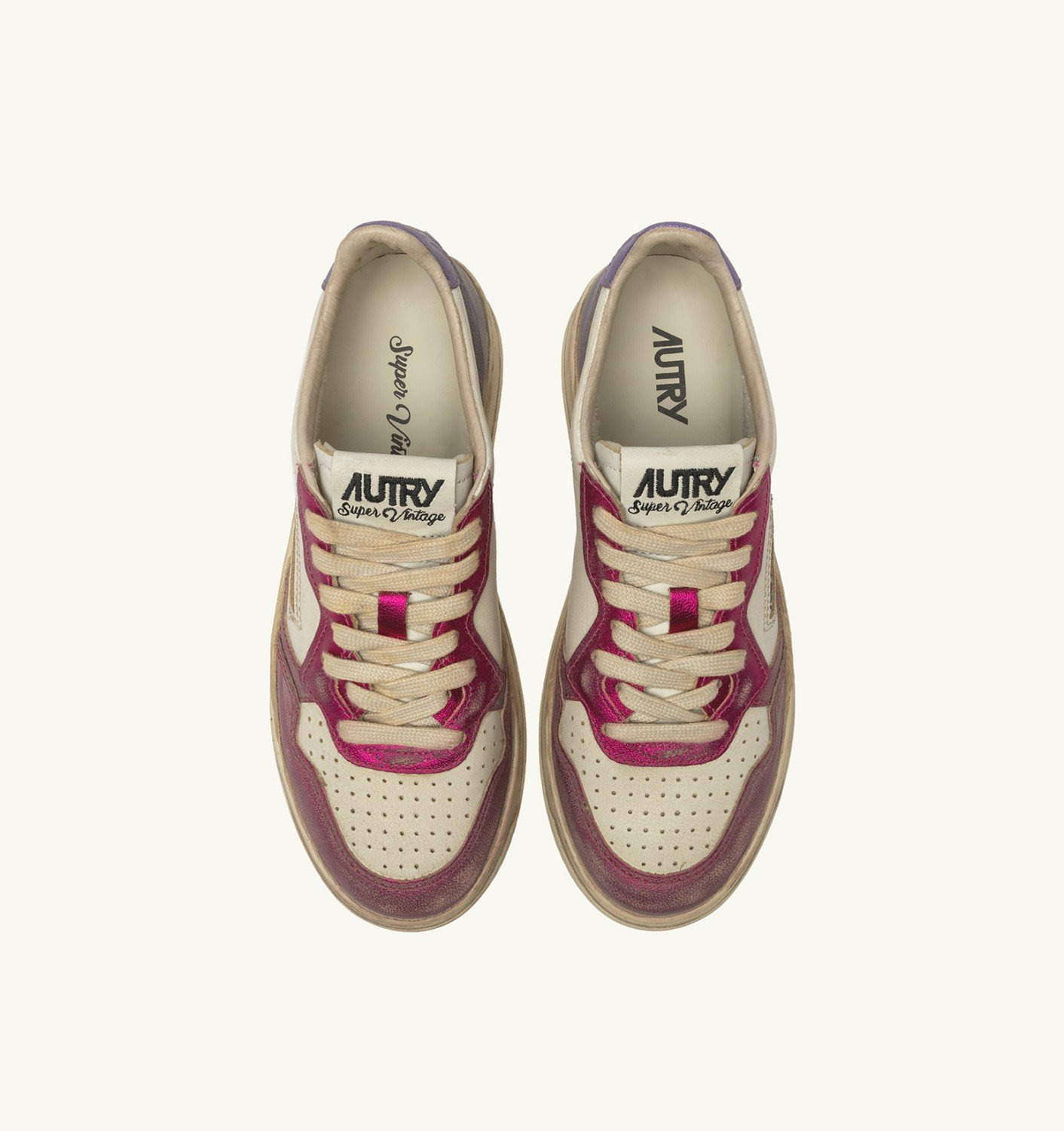 MEDALIST LOW SNEAKERS SUPER VINTAGE IN WHITE FUCHSIA AND VIOLET LEATHER - 5