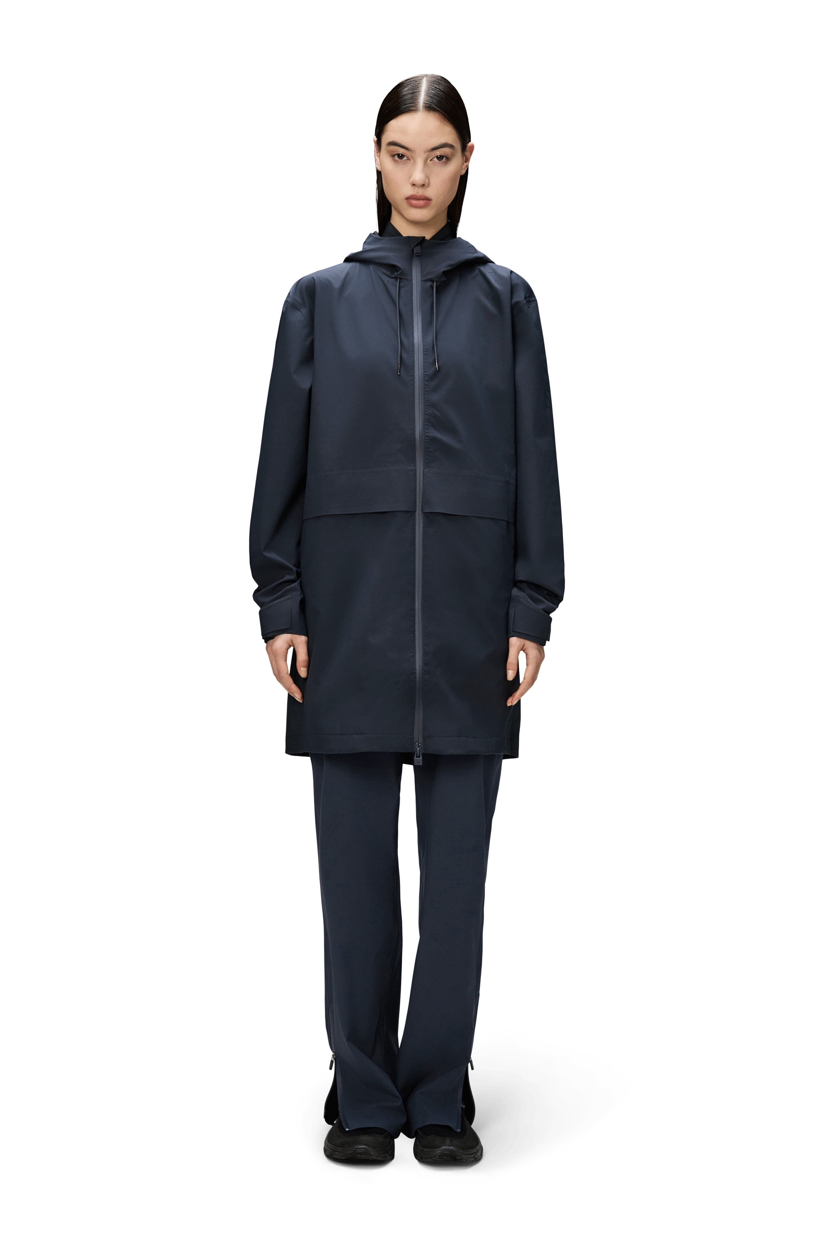 Rains Suva Hardshell Hooded Long Rain Jacket in Navy at Nordstrom - 4