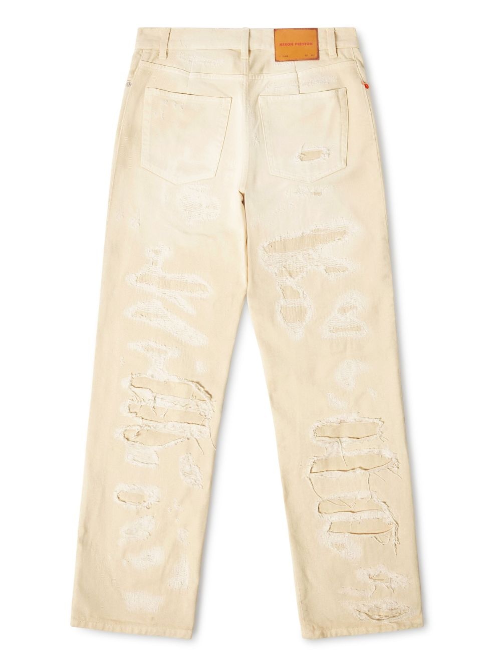 straight-leg distressed-finish jeans - 6