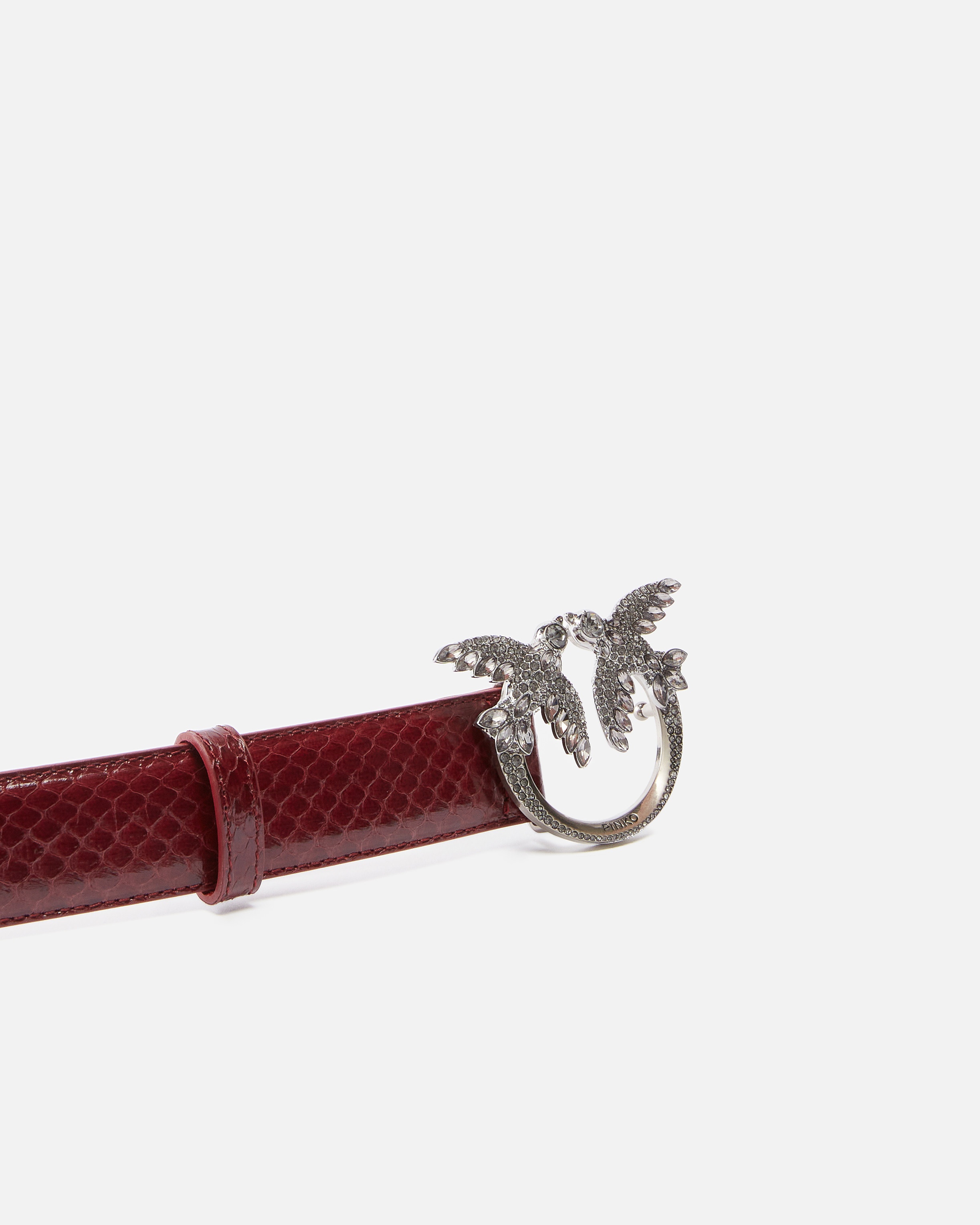 3CM GLOSSY PYTHON LEATHER BELT PINKO GALLERIA. - 5
