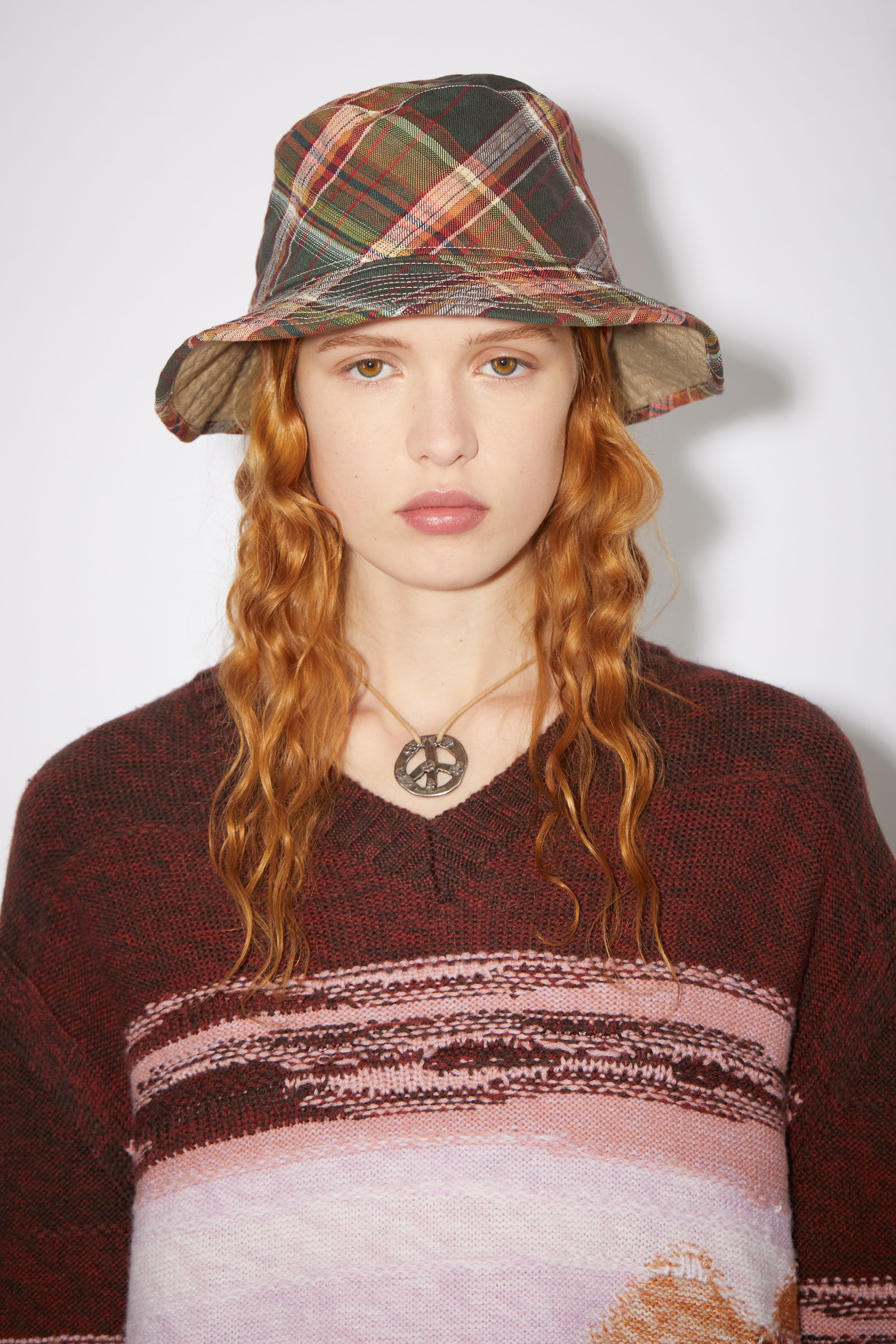 Checked bucket hat - Green/red - 3