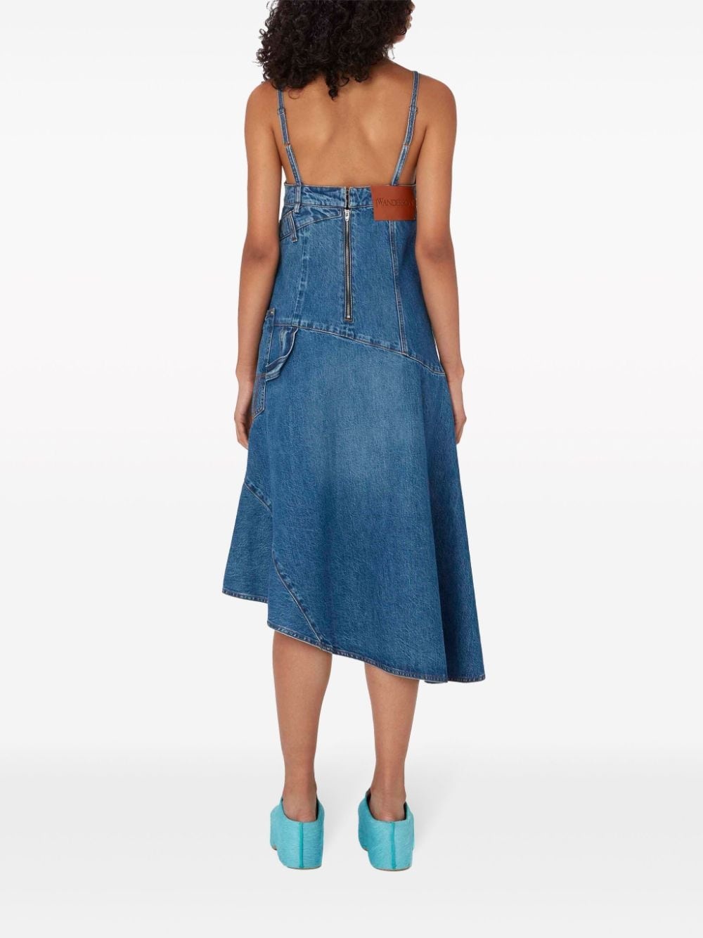 asymmetric cotton denim dress - 4