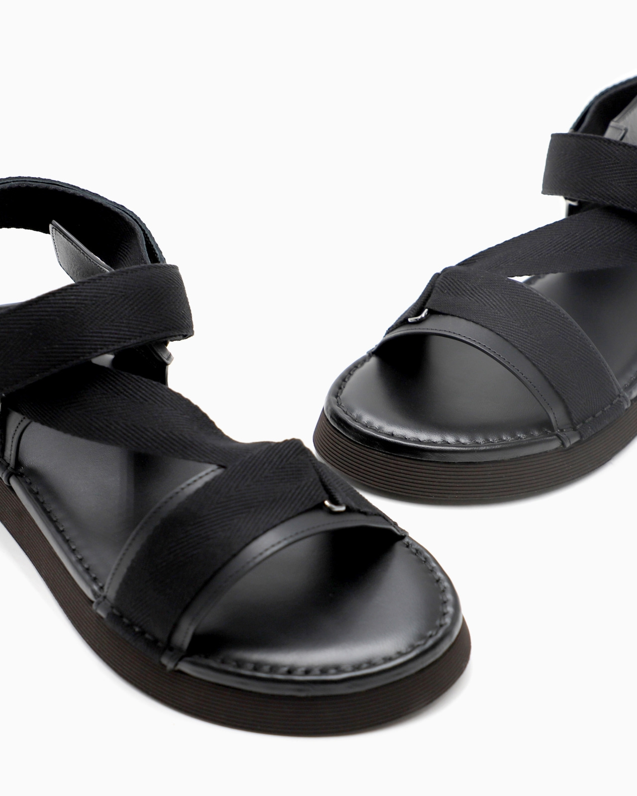 LEATHER SANDALS WITH WEBBING TAPE - 5