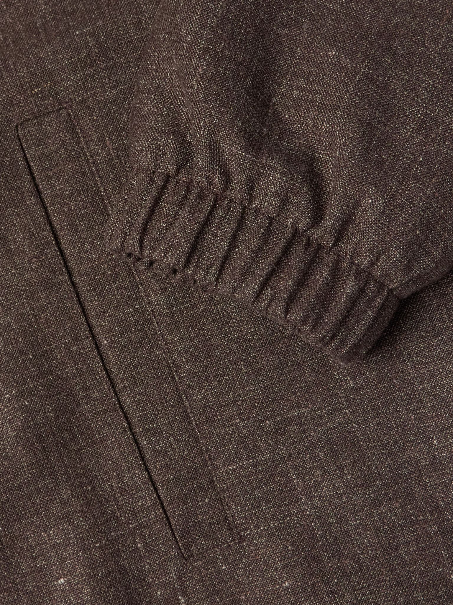 Linen and Wool-Blend Canvas Bomber Jacket Brown - 5