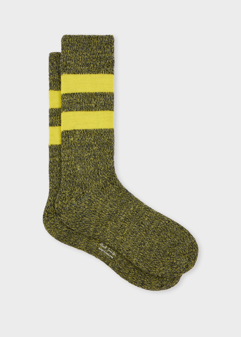 Black and Yellow Twisted Wool-Blend Socks 1