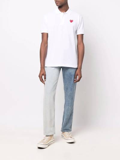 Comme Des Garçons heart-patch cotton polo shirt outlook