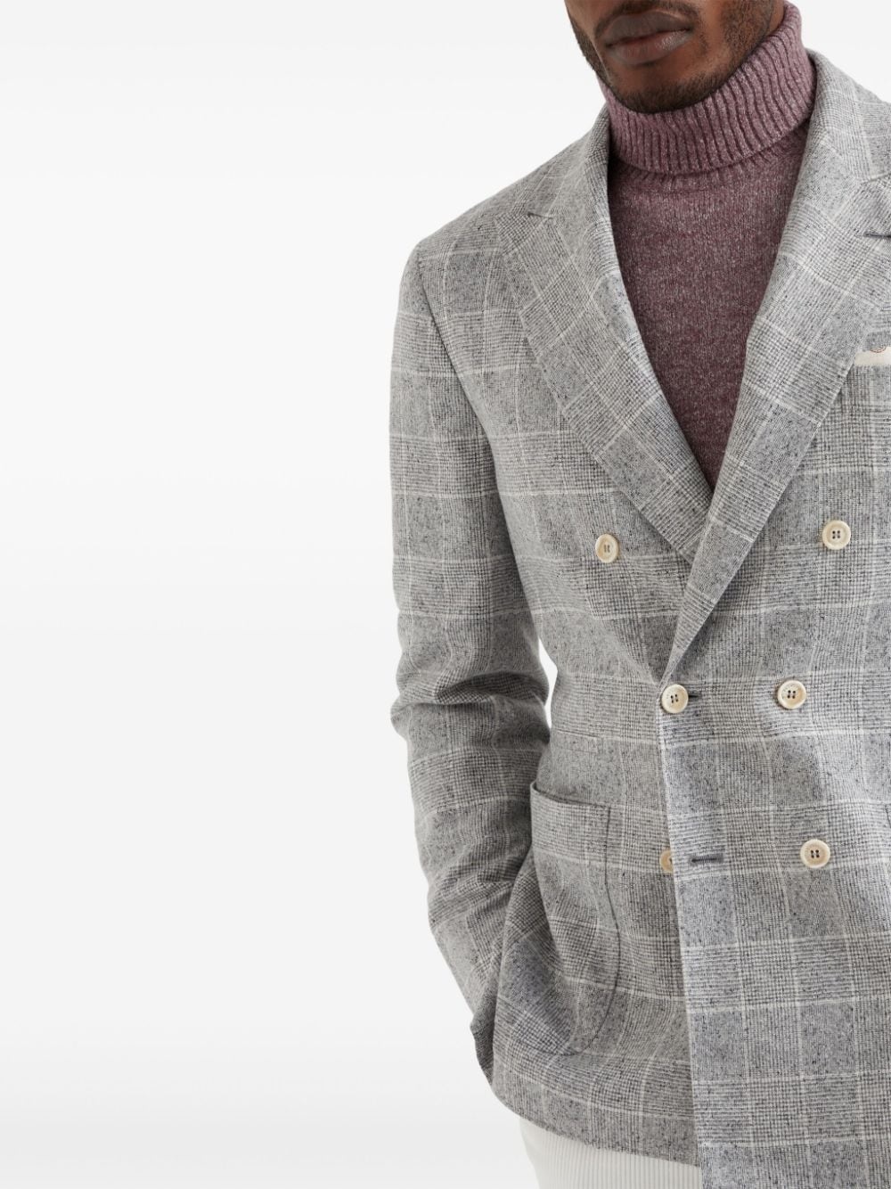 single-breasted checked blazer - 5
