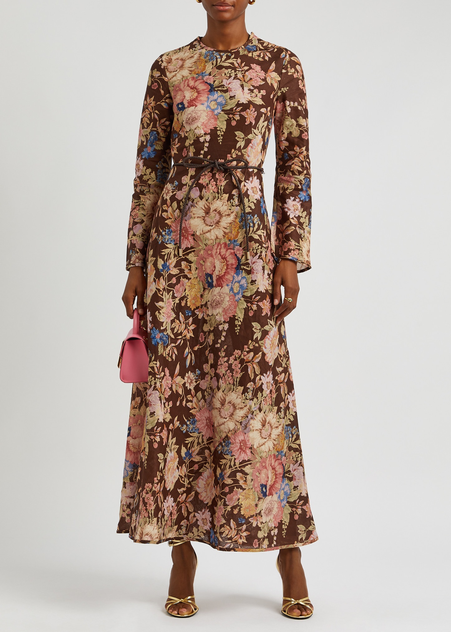 August floral-print linen maxi dress - 4