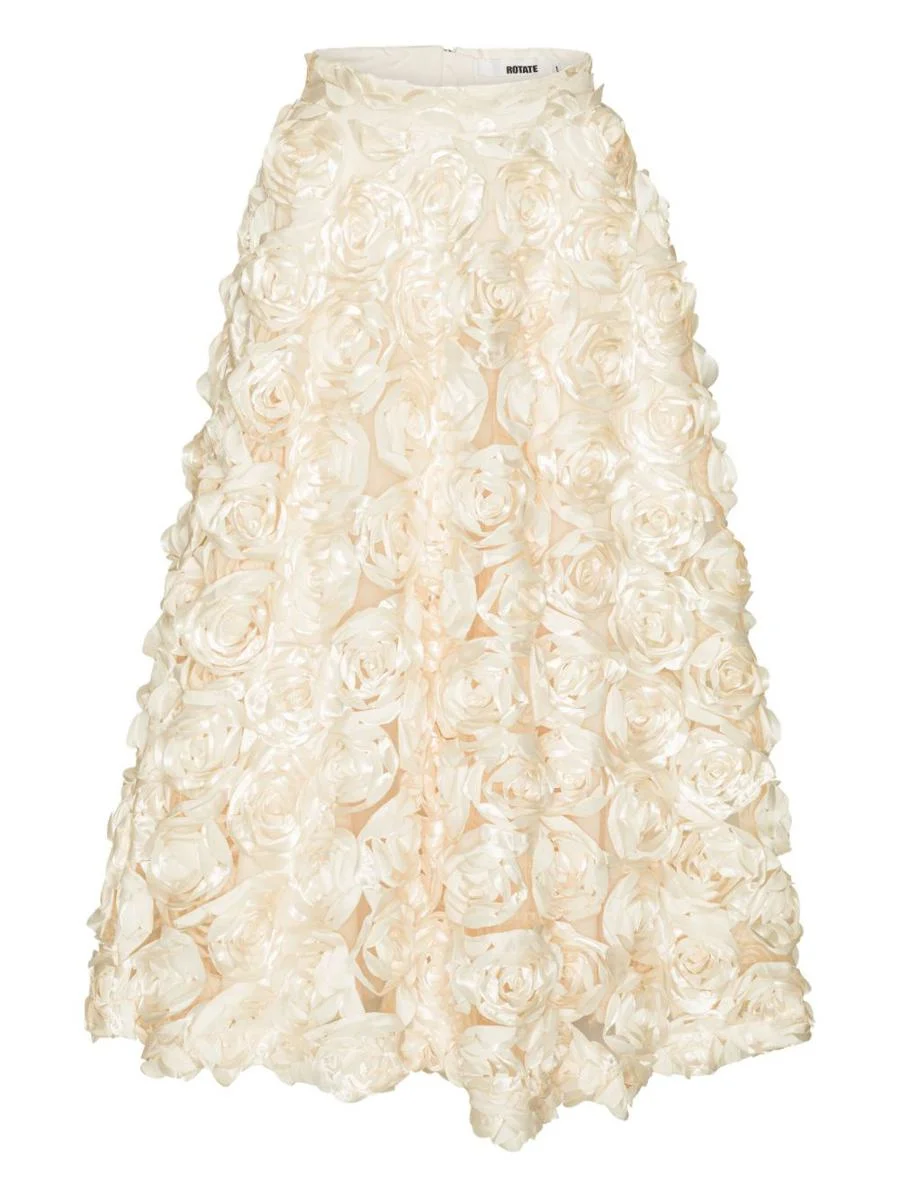 Rotate Birger Christensen Midi Skirt With Rose Appliques - 1