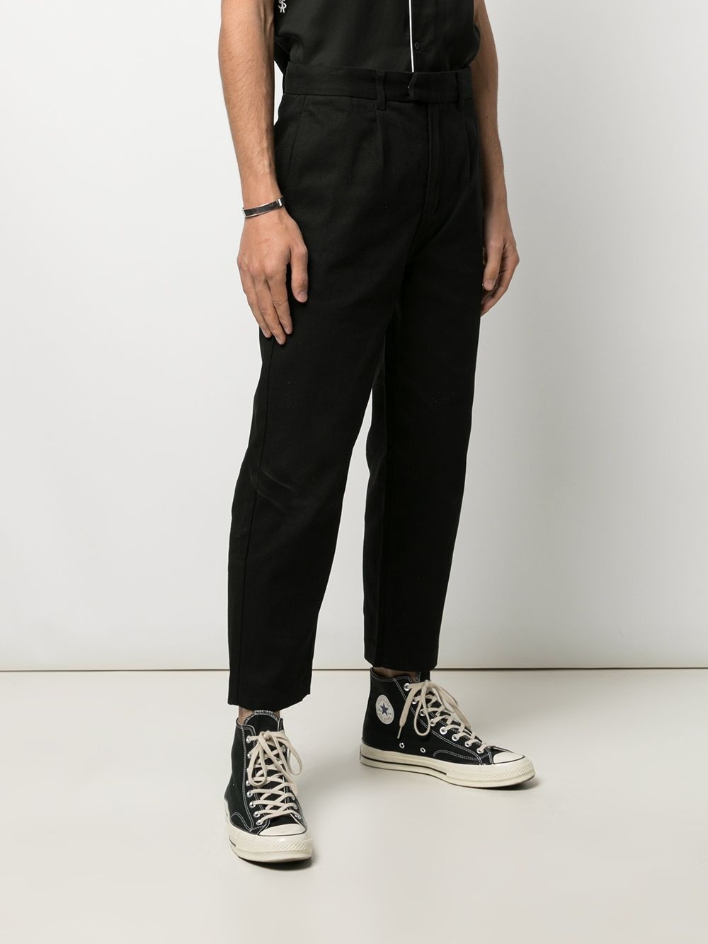 cropped straight-leg cotton trousers - 3