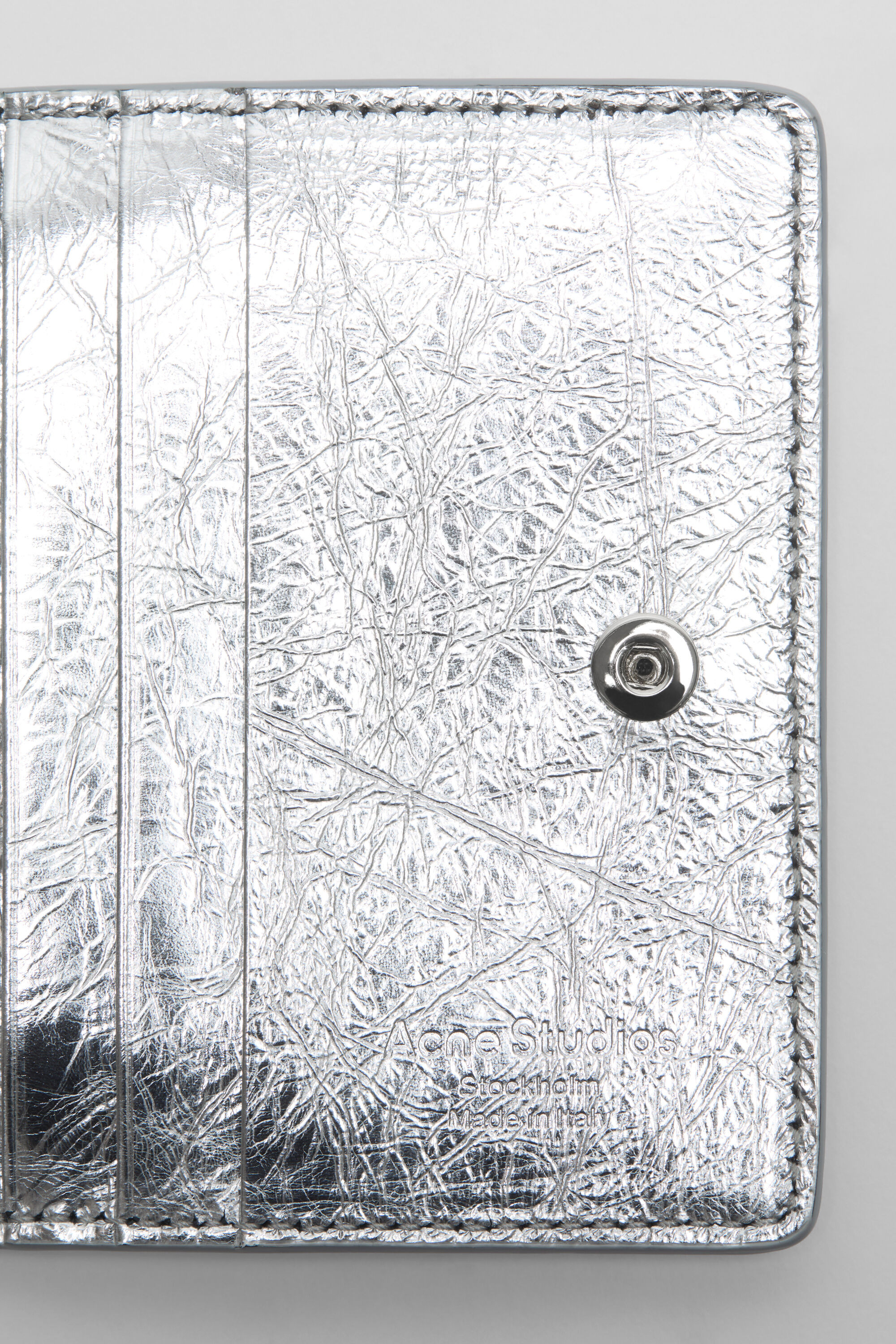 Folded leather wallet - Silver - 5