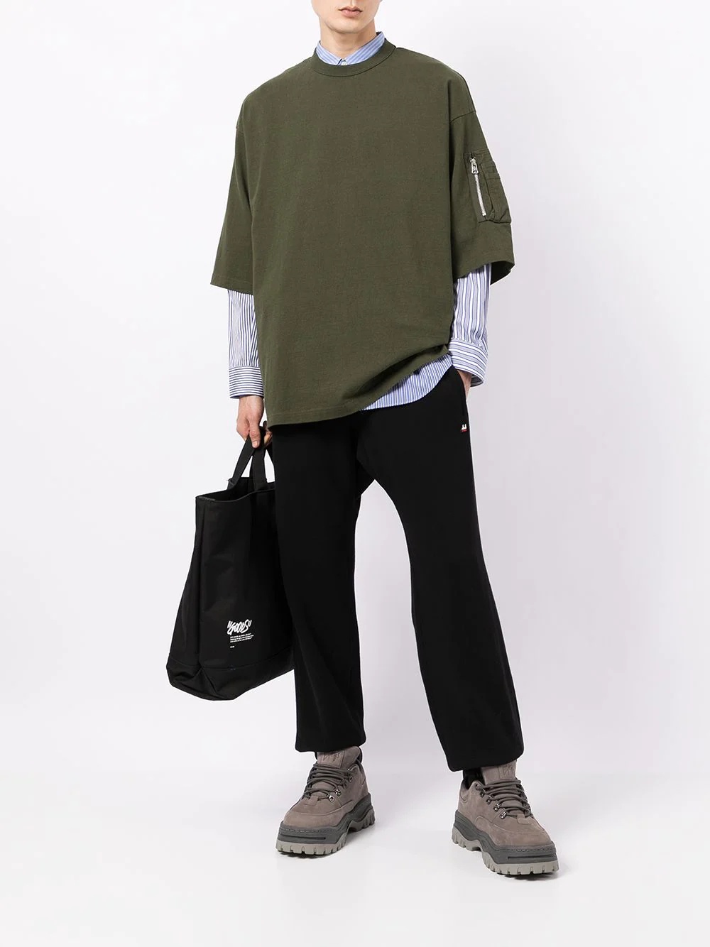 sleeve zip pocket T-shirt - 2