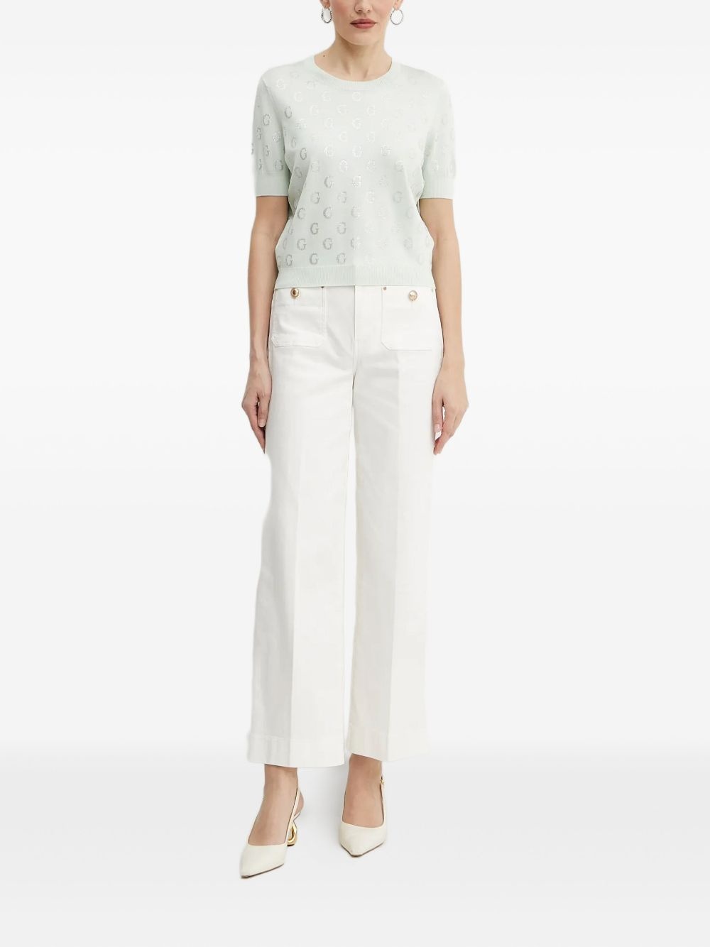 logo-embellished short-sleeve top - 2