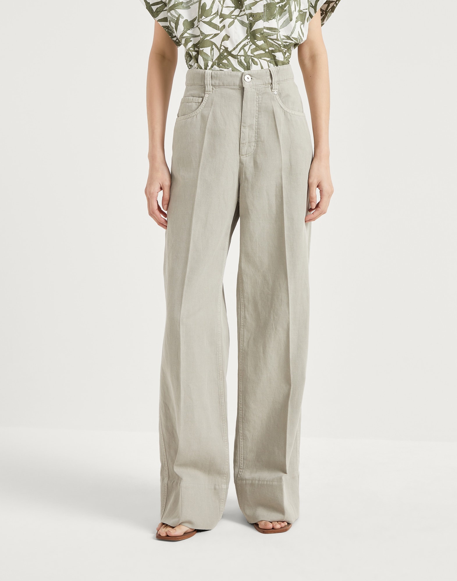 【関税＆送料込み】Brunello Cucinelli Loose Flared Trousers Brunello Cucinelli Cotton and linen cavalry loose flared