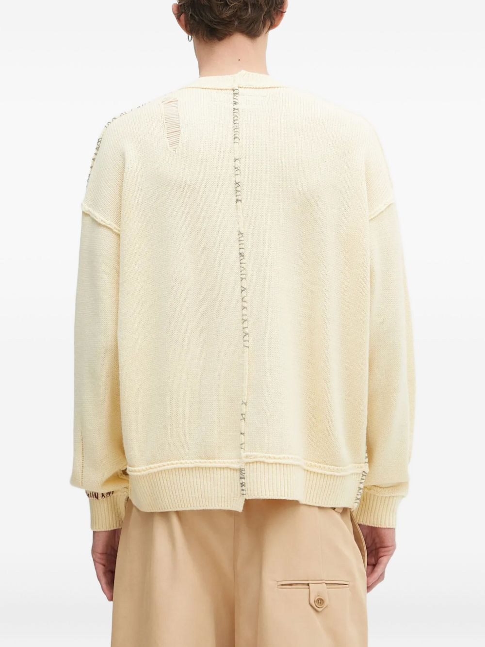 distressed detail crew neck sweater - 4