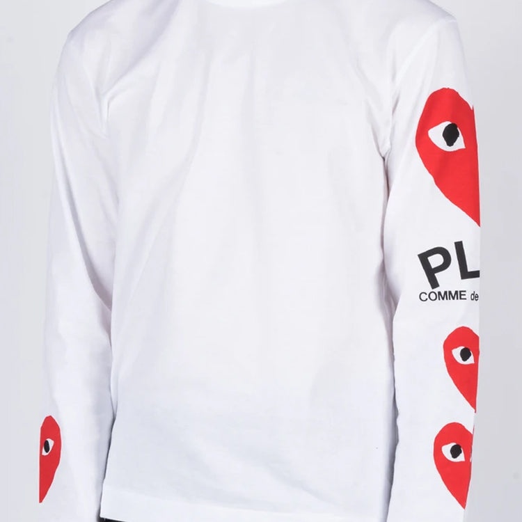 COMME des GARCONS PLAY  Printed Sleeve Long-Sleeve 'White' AZ-T260-051-1 - 5