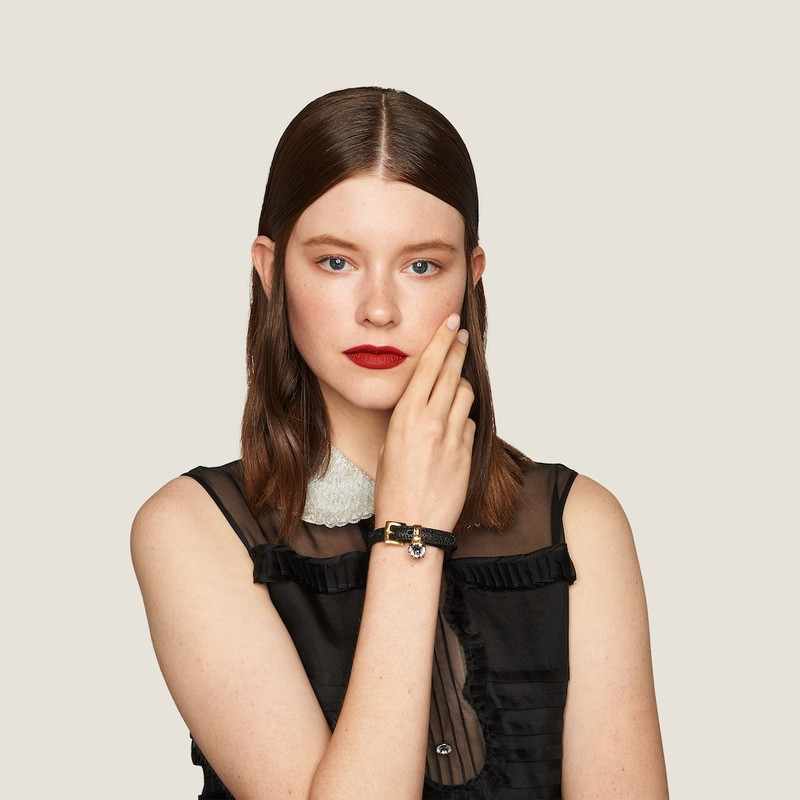 Miu Miu Madras leather bracelet outlook