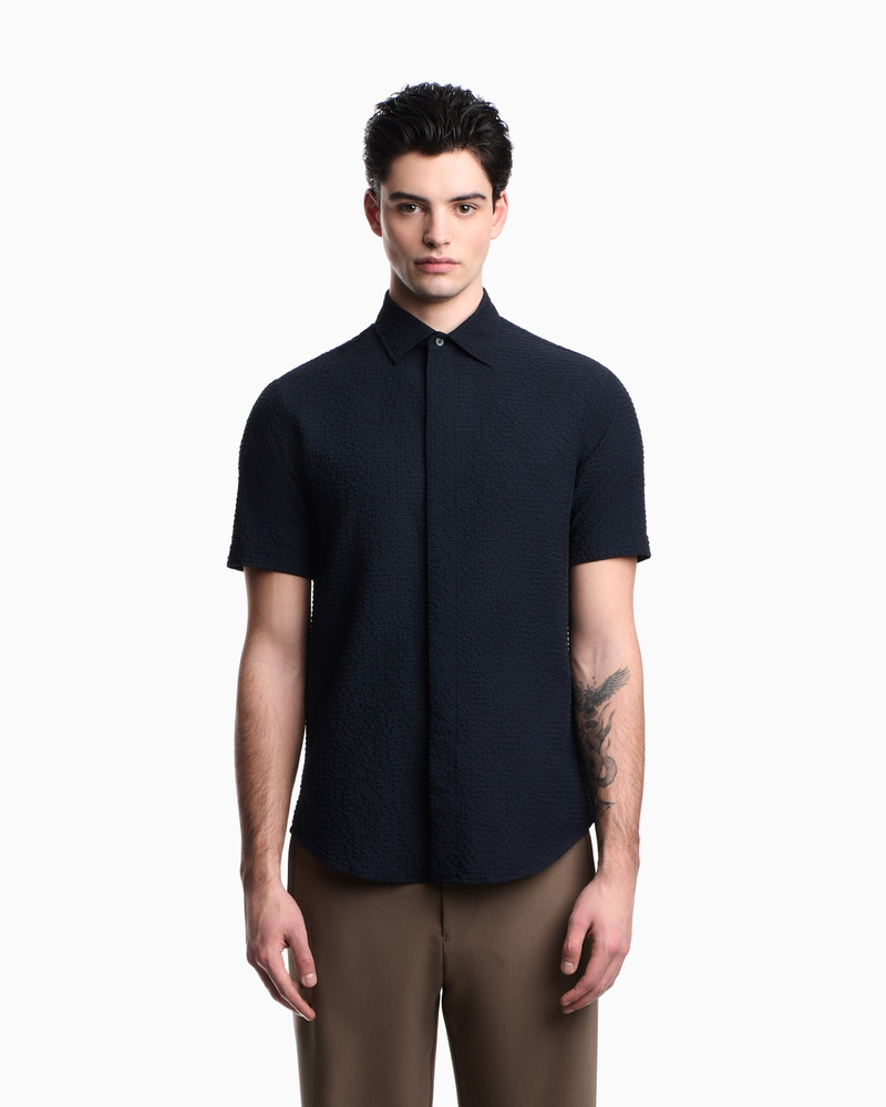 EMPORIO ARMANI ICON SHORT-SLEEVED TECHNICAL SEERSUCKER SHIRT outlook