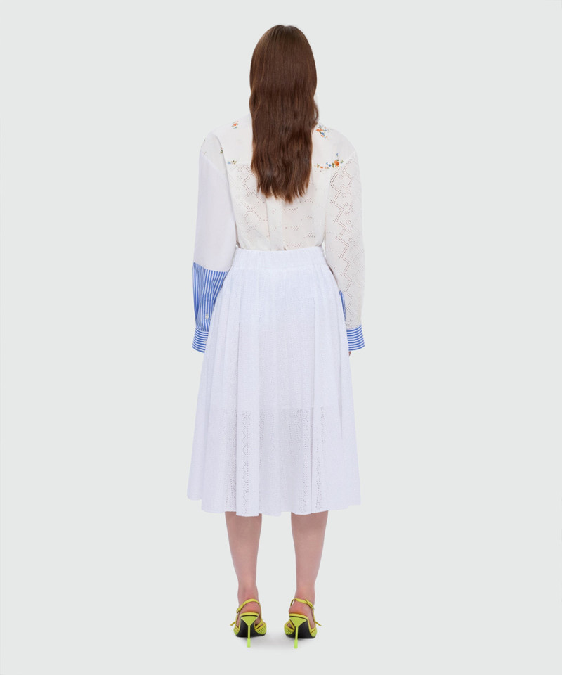 Off-white midi poplin skirt with Sangallo embroidery 3
