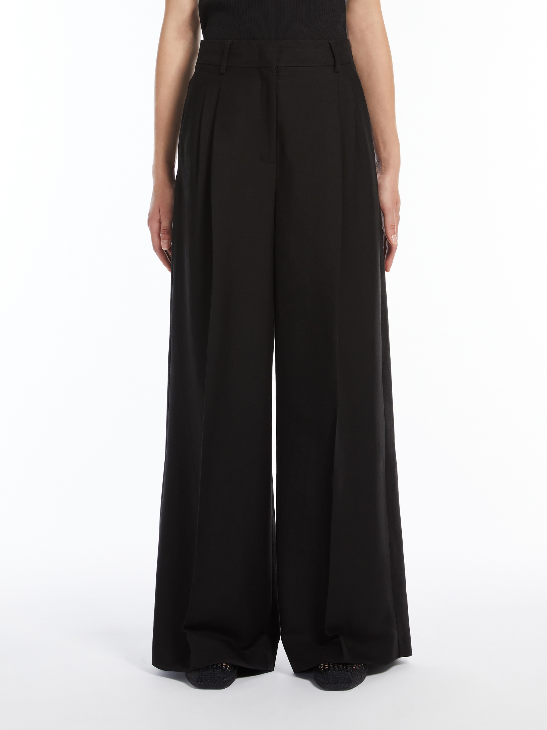VELIERO Viscose and linen wide trousers - 3