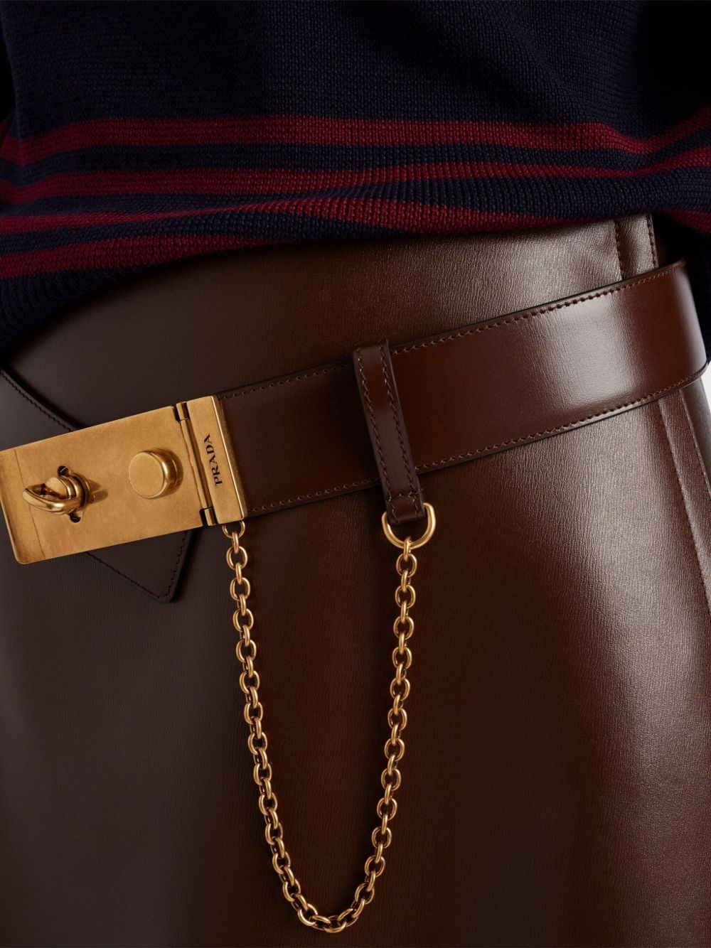 belted leather miniskirt - 5