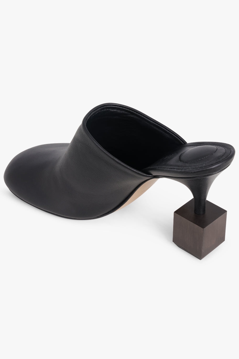LES MULES BISOU CLOSED TOE 90MM CIRCLE/SQUARE HEEL | BLACK - 3