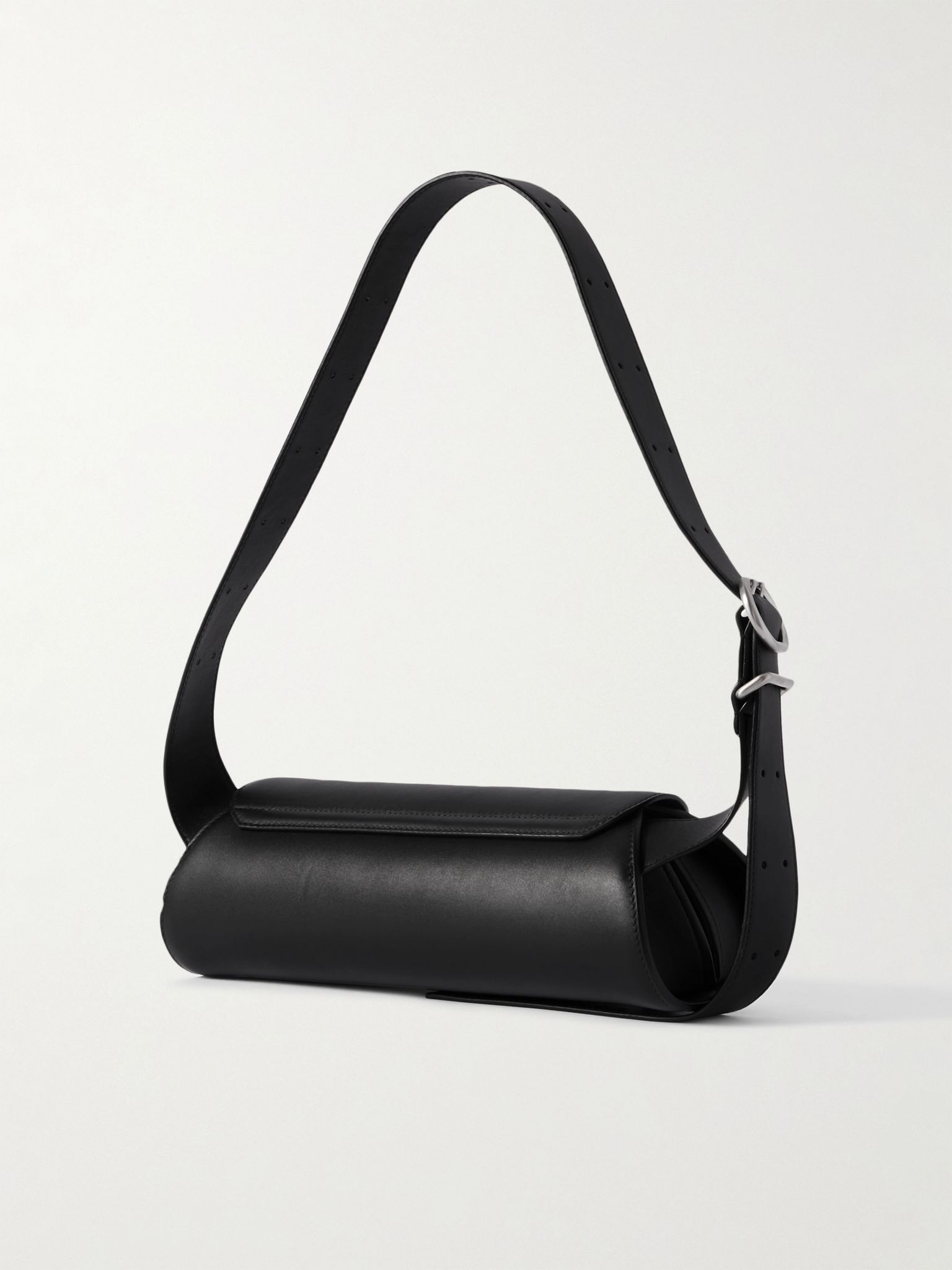 Cannolo Small Leather Messenger Bag Black - 3