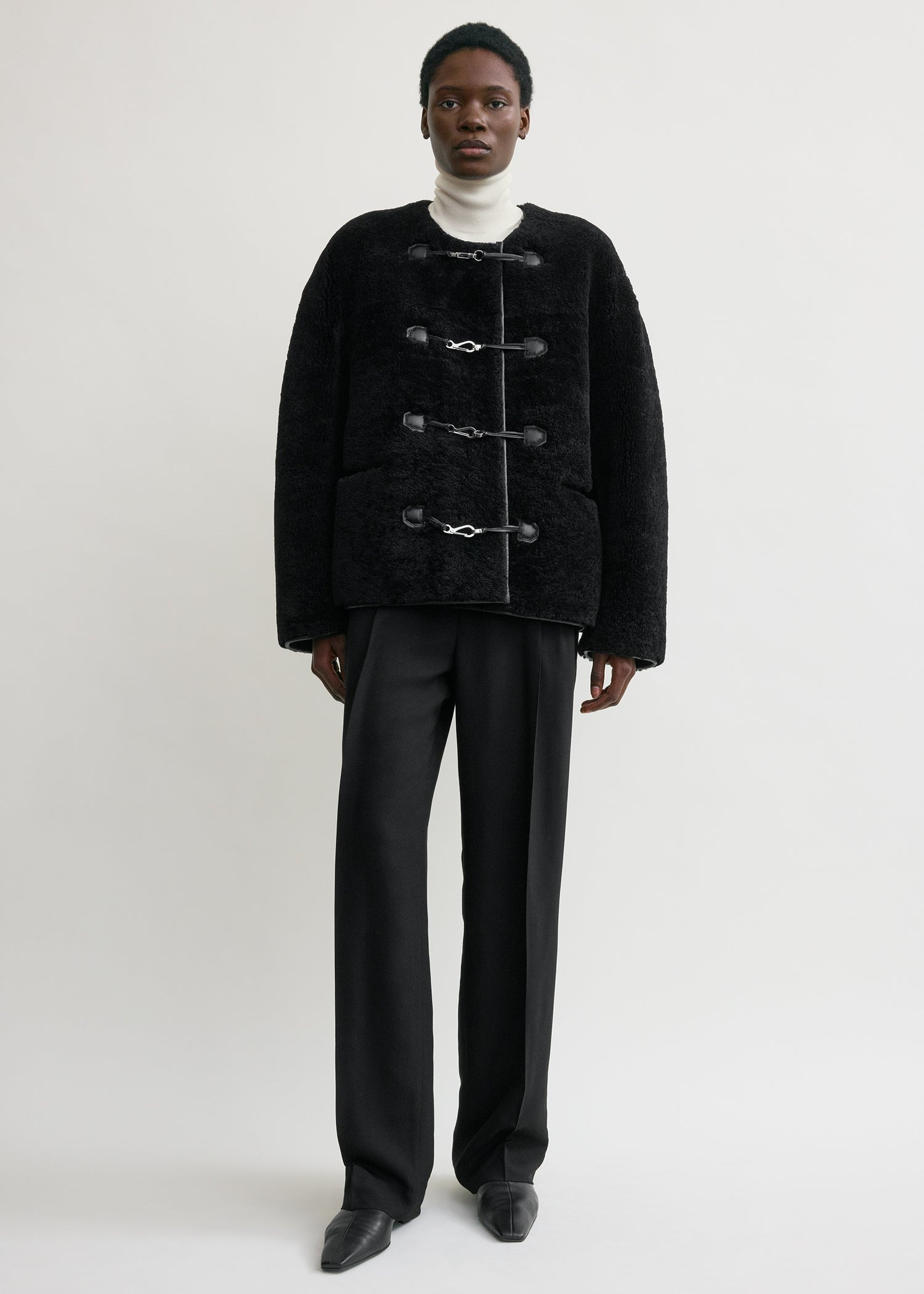 Teddy shearling clasp jacket black - 2