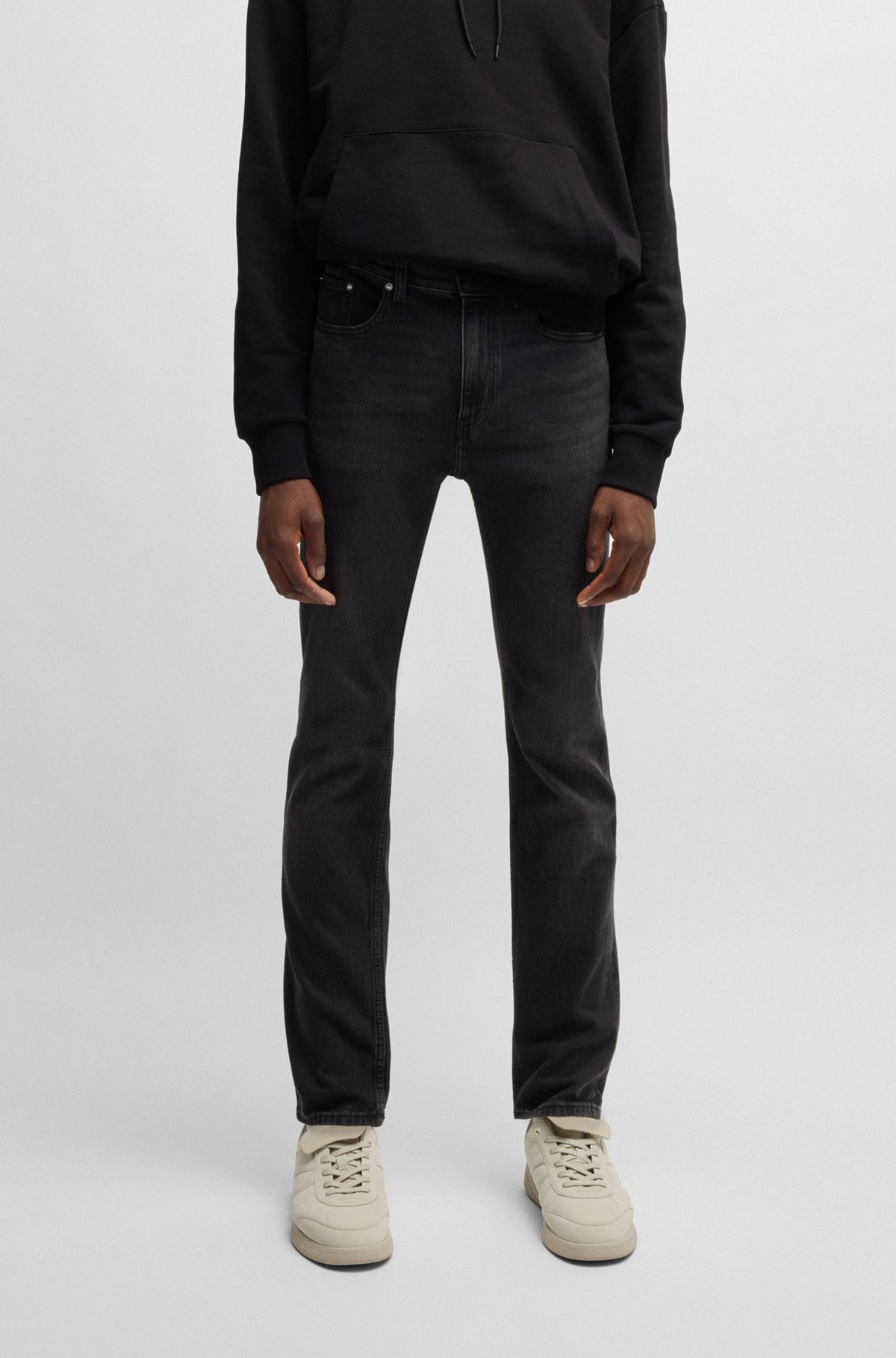 SLIM-FIT JEANS IN BLACK STRETCH DENIM - 2