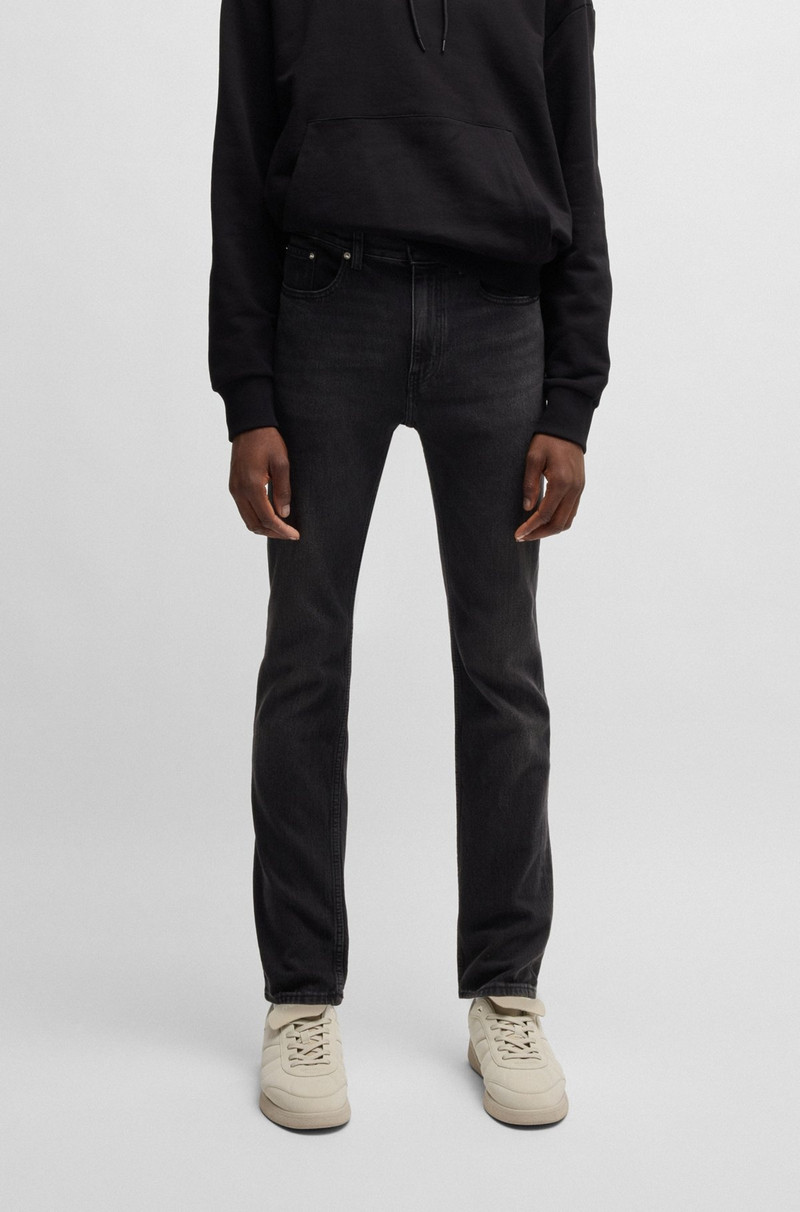 SLIM-FIT JEANS IN BLACK STRETCH DENIM 2