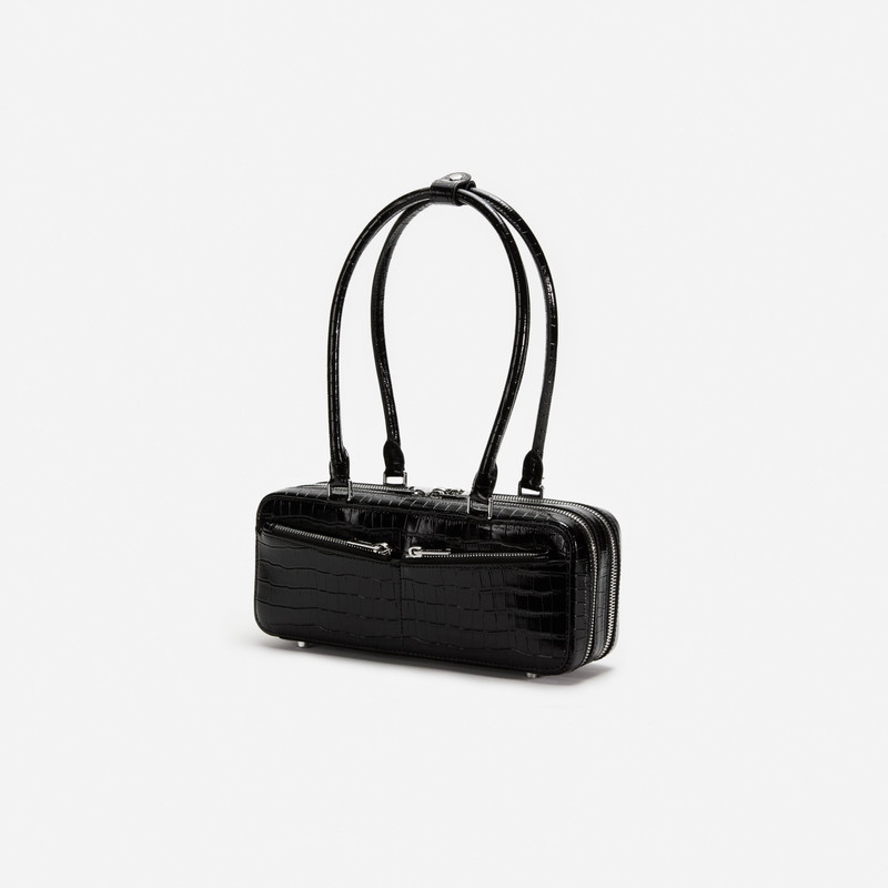 self-portrait Black Croc Shoulder Bag outlook