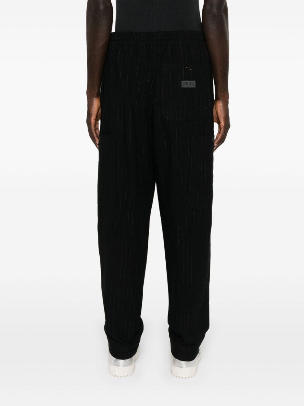 tapered pinstripe cargo trousers - 4