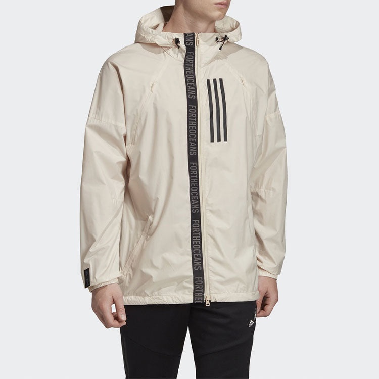 adidas adidas WND M Casual Sports hooded Woven Jacket Beige DX9290