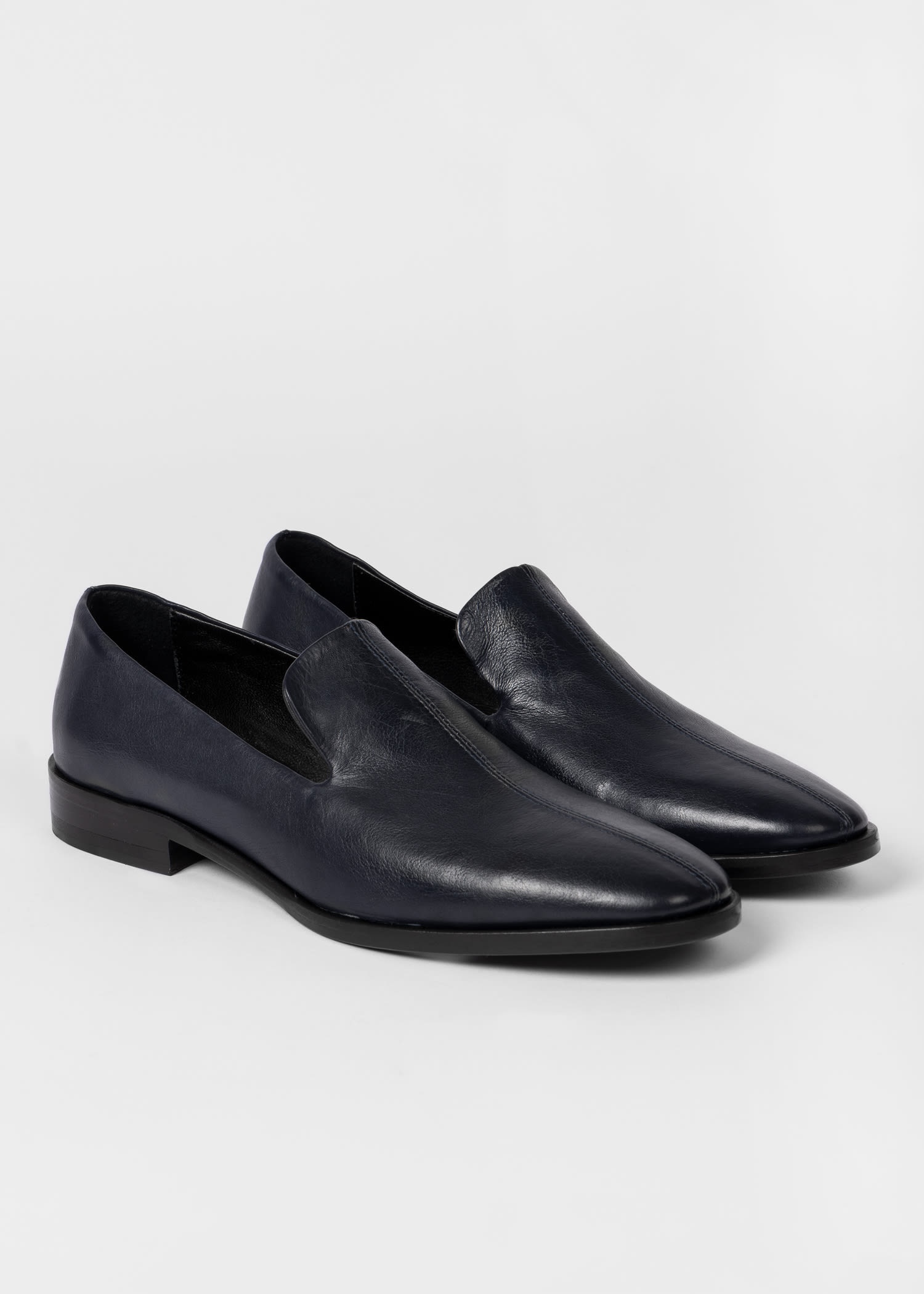 Navy Blue 'Addis' Leather Loafers - 3