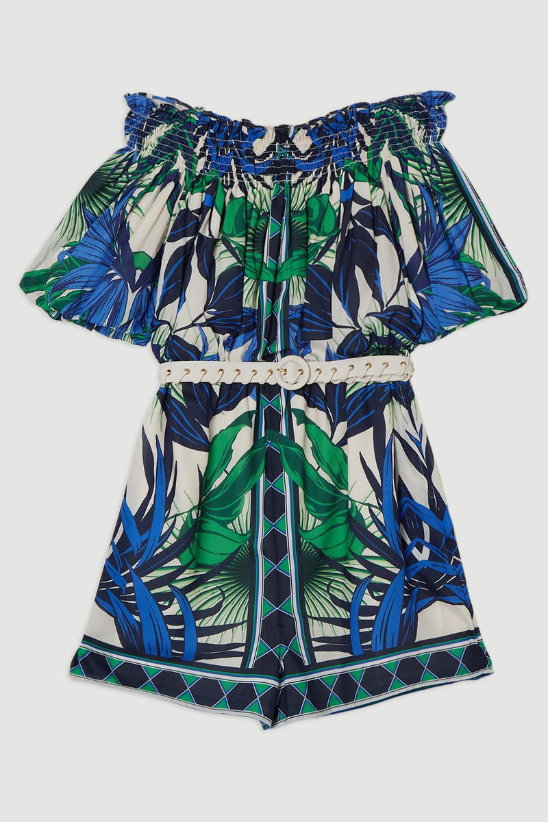 Voile Mirrored Floral Woven Bardot Playsuit 4