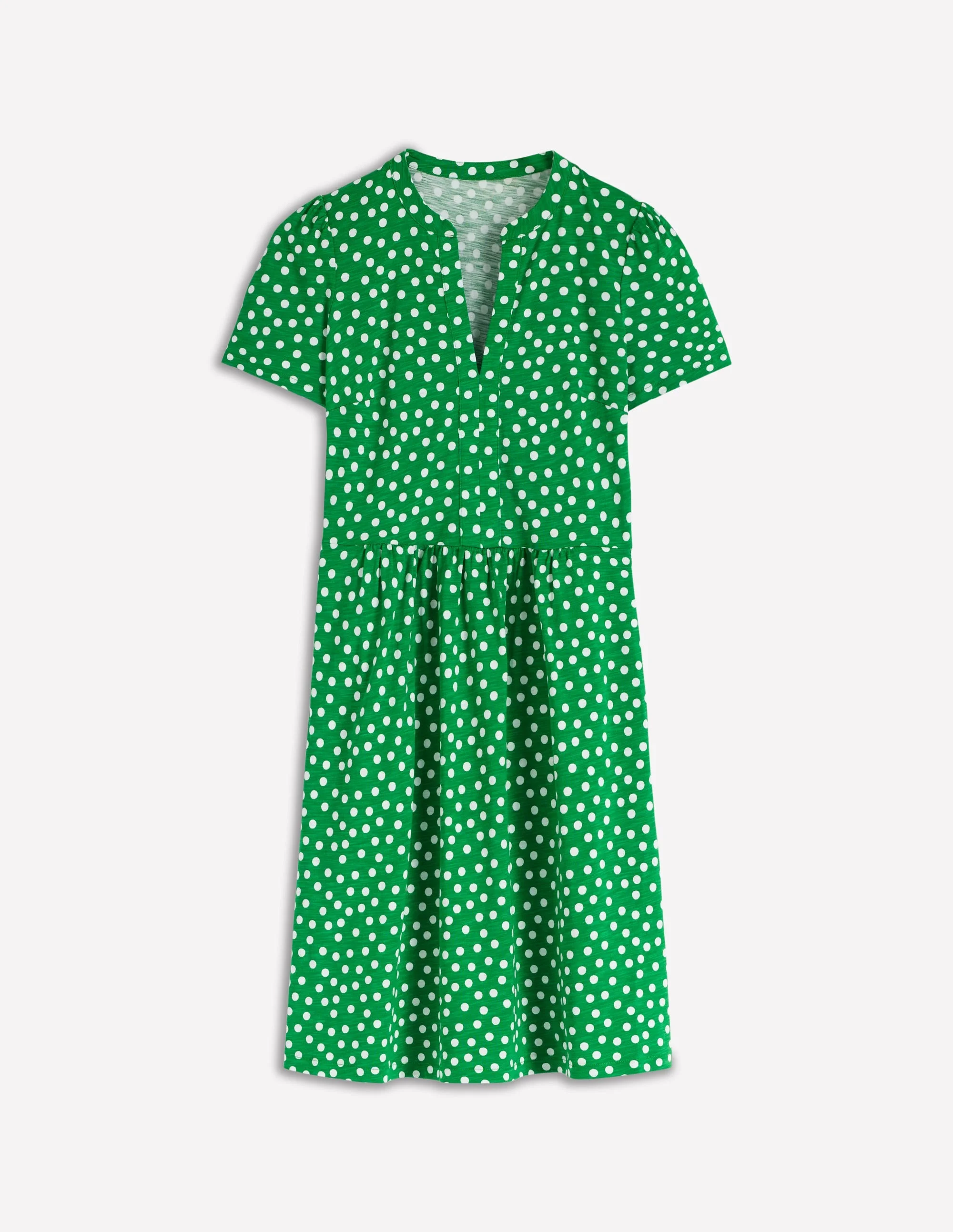 Naomi Short Sleeve Dress-Highland Green, Painted Dot - 1