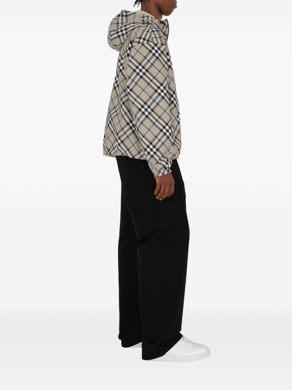 checked reversible hooded jacket - 3