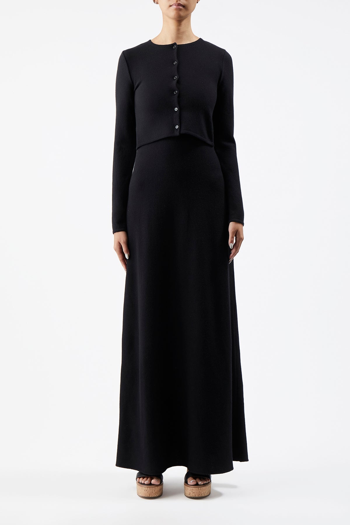 Katia Knit Cardigan in Black Merino Wool - 2