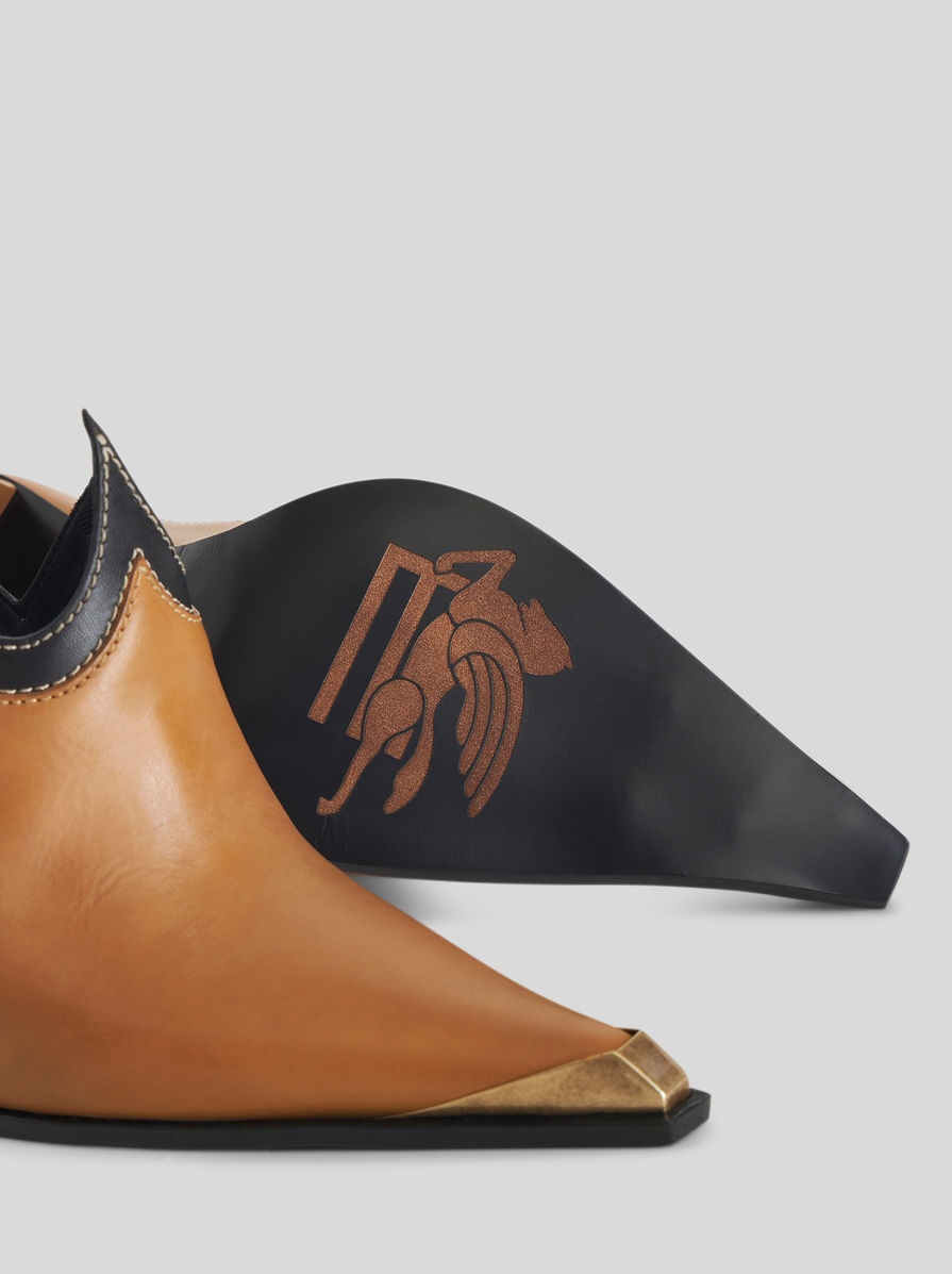 COWBOY-STYLE LEATHER MULES - 4