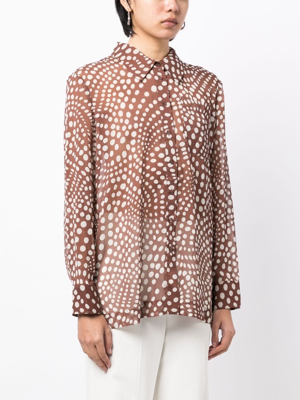 graphic-print semi-sheer shirt - 3