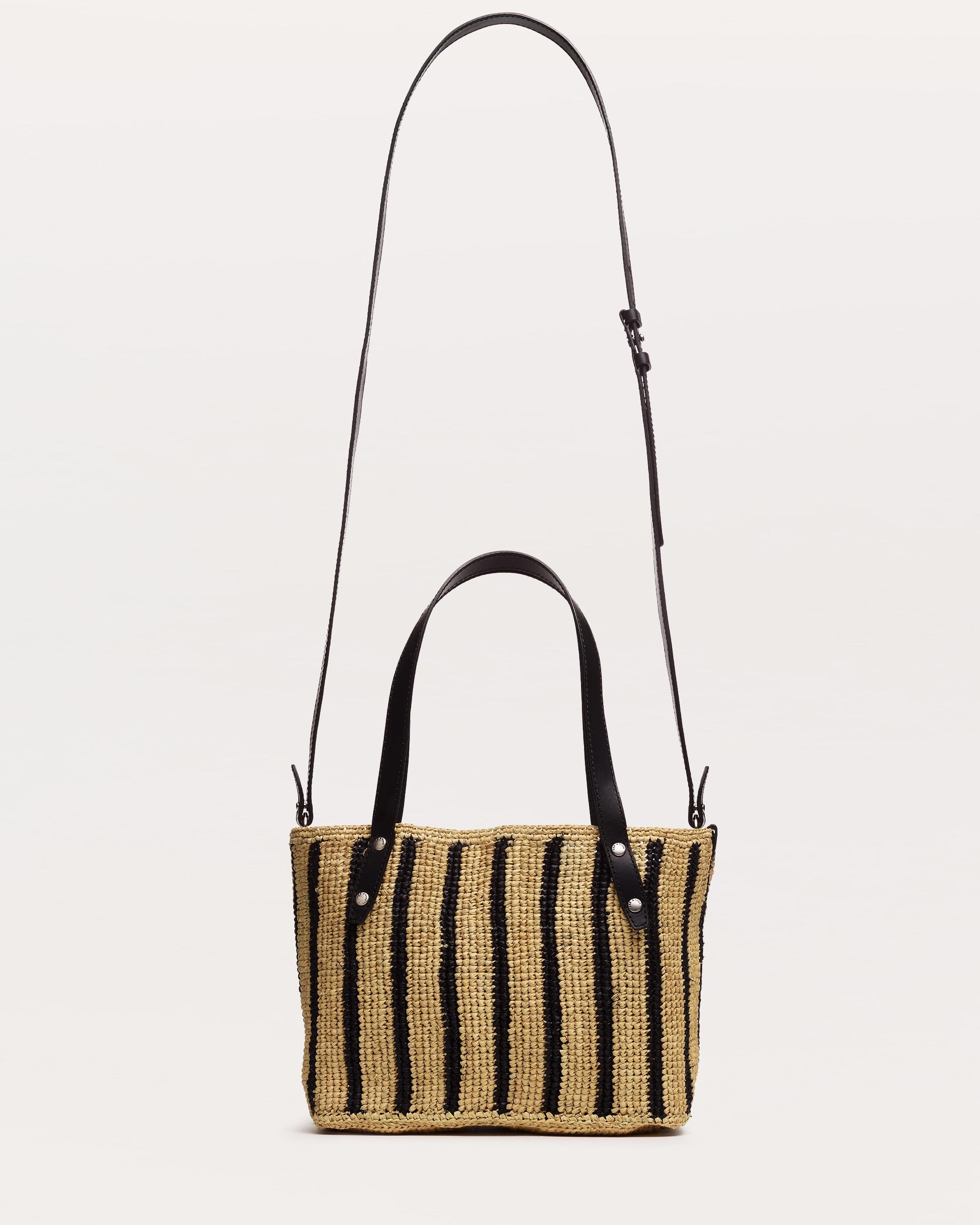 Small Striped Straw Tote Bag - 5