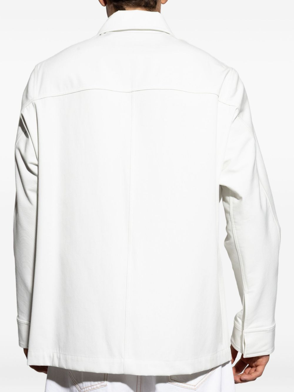 logo-embroidered shirt jacket - 4