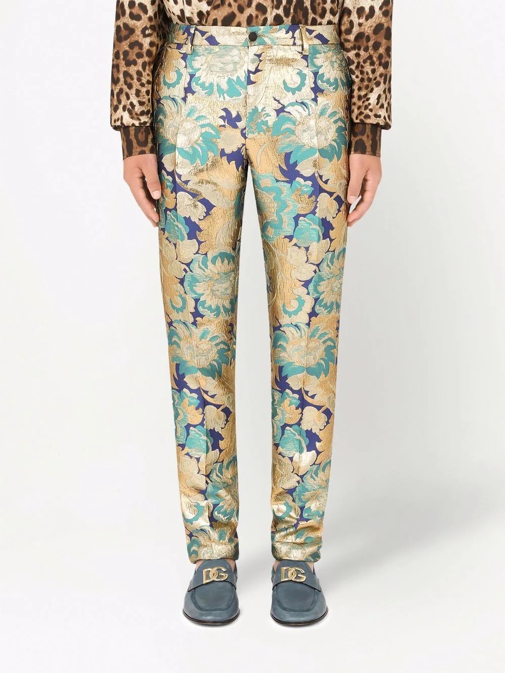 patterned jacquard tailored trousers - 3