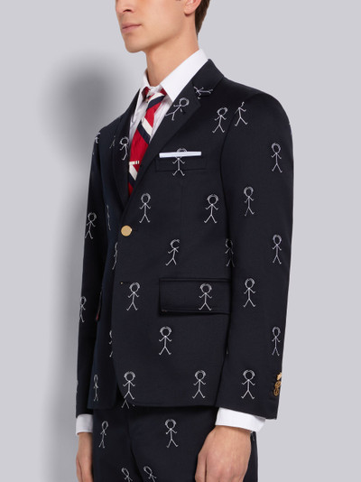 Thom Browne Navy Satin Mr. Thom Half Drop Unconstructed Classic Sport Coat outlook